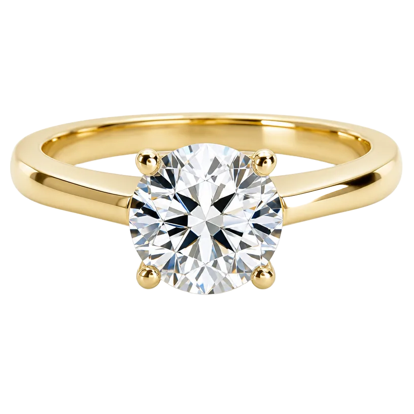 Solitaire diamond ring in a gold setting